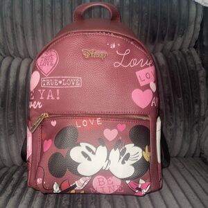 Disney Pink Backpack with Mickey and Minnie Design